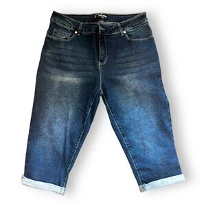 Sandpiper Womens Capri Jeans Pockets Casual Cuffed Denim Dark Wash Size 10P